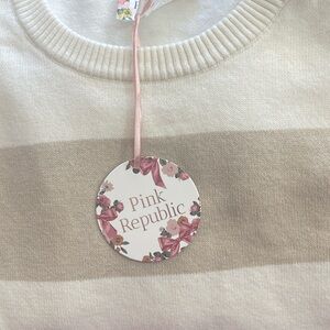 Pink Republic Soft Beige and Cream Striped Sweater.